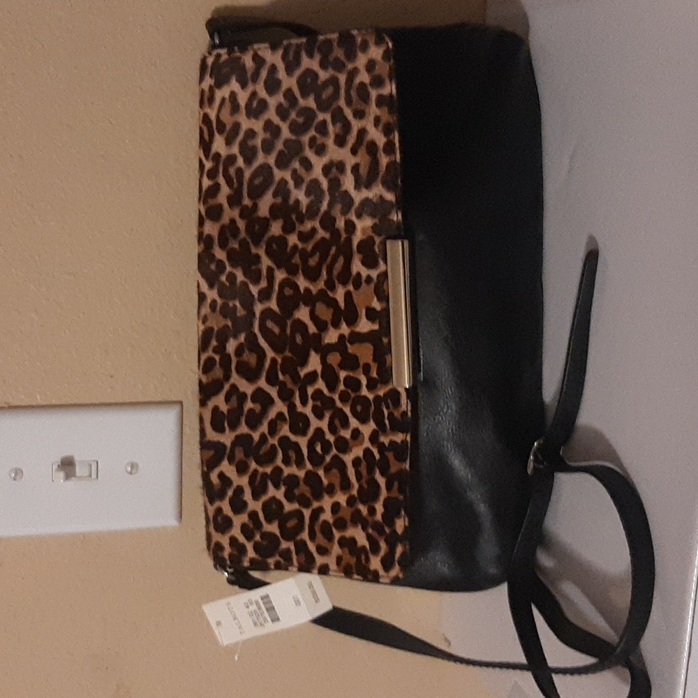 TALBOTS Black Leather/Calf Skin Shoulder Bag